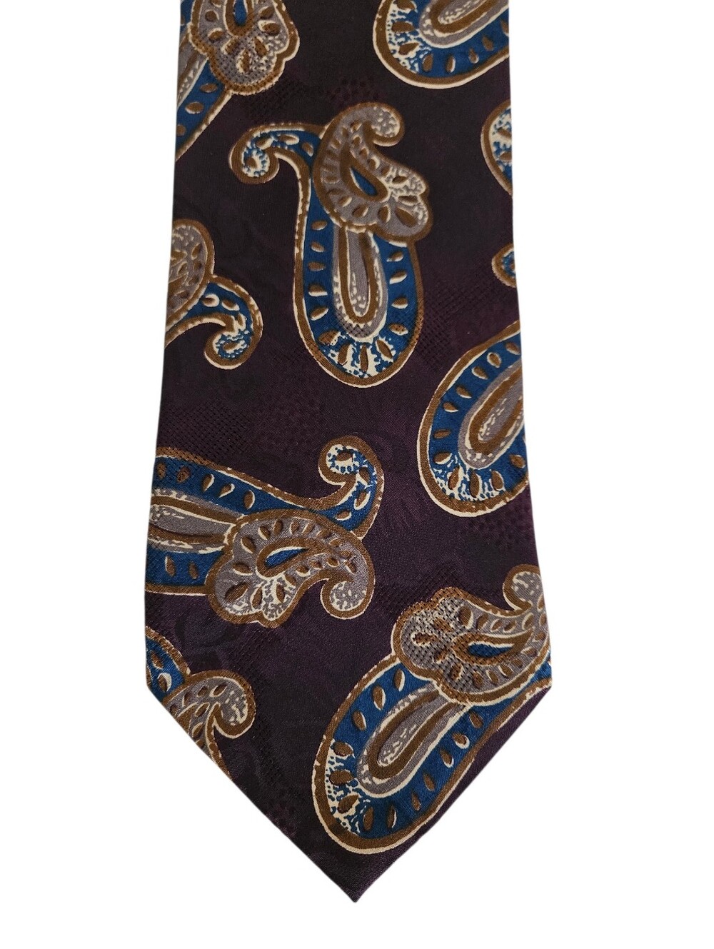 VTG AQUASCUTUM Of London Plum Paisley 100% Silk Tie | SZ 3.75"